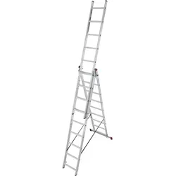 Krause Mehrzweckleiter CORDA 033390, 3-teilig - Aluleiter mit Treppenfunktion, bis 150 kg belastbar und vielseitig einsetzbar. Max. Arbeitshöhe bis zu 6,20 m für sichere Erreichbarkeit bei allen Projekten.