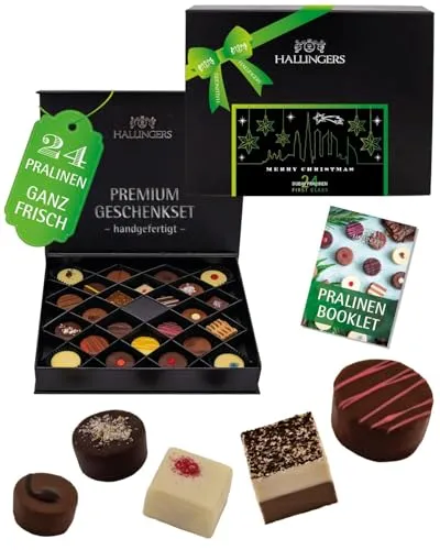 Hallingers Genuss Manufaktur Pralinen Geschenk Weihnachten – Dubai-Style ohne Alkohol, luxuriös handgemacht & zart schmelzender Edelkakao in edler Geschenkbox, feine Qualität - Geschenkidee Weihnacht