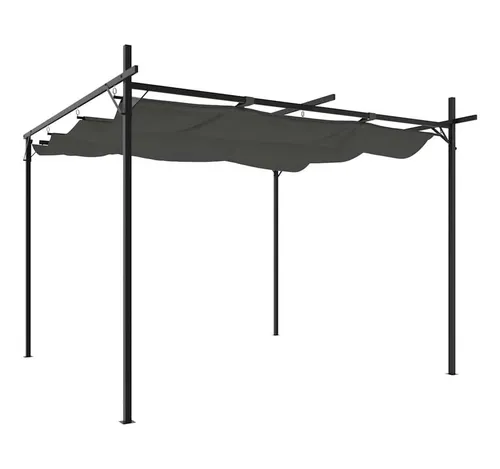 furnicato Metallpergola mit Schiebedach 295x292x207/230 cm Anthrazit - Hochwertige Metallpergola für den Außenbereich mit flexiblem Schiebedach. Ideal für gesellige Momente im Freien, robust und langlebig in der Nutzung.
