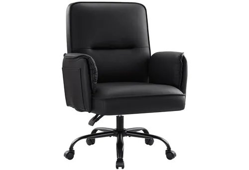 IWMH Ergonomischer Bürostuhl mit Armlehnen und Rollen - Bequemer Bürostuhl, der Sofa und Schreibtischstuhl vereint. Mit höhenverstellbarem Design und breitem Kissen für optimalen Sitzkomfort im Büro oder Zuhause.