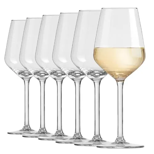 Murago - 6er Set Weißweingläser Elegance ca. 380 ml - Weißweingläser elegante Weingläser Weinglas für 380ml Weißwein Gläser bauchig Weißweinglas spülmaschinenfest groß Weissweingläser
