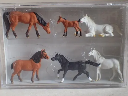 Preiser Pferde Fohlen Tiere Bauernhof Haustiere 10150 H0 1:87 OVP 6Fig