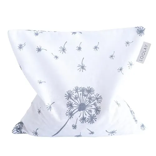 LOOLAY Kirschkernkissen Mikrowelle 20x20 cm – Wärmekissen aus 100% Baumwolle – Kirschkern Kissen Ideal bei Muskelverspannungen oder Menstruationsbeschwerden (pustelblume weiß)