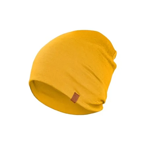 menique 100% Merinowolle Beanie Mütze Herren – Thermo Wintermütze, Dünne Leichte Merino Mütze, Warme Atmungsaktive Laufmütze Damen für Skifahren, Joggen, Radfahren & Outdoor, Power Mango