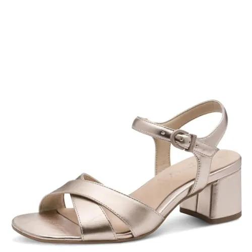 Tamaris COMFORT Damen Sandal Heel LT GOLD 39 - Stilvolle Damen Sandal mit 60 mm Blockabsatz für sicheren Halt. Die Wide Fit-Passform sorgt für höchsten Tragekomfort. Ideal für elegante Outfits und verschiedene Anlässe.