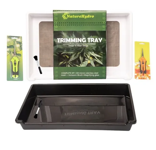 Mayaadi Home Anzuchttablett Trim Tray Bin - Kräuterpflanzen Trockensiebset - Pflanzkübel mit verbesserter Verklebungstechnologie für langlebige Nutzung, inkl. Trimmschale und Scheren für die perfekte Pflanzenpflege.