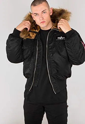 Alpha Industries 45/P Hooded Custom Bomberjacke - Funktionsjacke im Military-Style, wind- und wasserabweisend, mit abnehmbarer Kapuze und reflektierenden Akzenten – ideal für Stadt- und Outdoor-Aktivitäten.