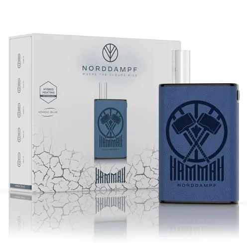 Norddampf HAMMAH Kräuter Vaporizer | Kompakter Premium Verdampfer für Kräuter | Hybrid-Heiztechnologie | 1600mAh Akku | 30s Aufheizzeit | Isolierter Luftweg | 5 Temperaturstufen | NORDIC BLUE