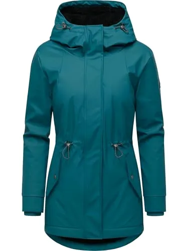 Ragwear Damen gefütterte wasserdichte Winterjacke mit Kapuze Monadis Rainy Warm Ocean Green Gr. M