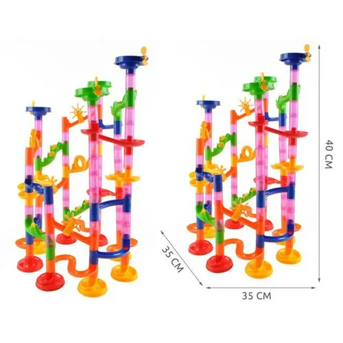 ISO TRADE Kugelbahn Rutsche - 105-tlg. Motorikspielzeug - Kugelbahnen mit 30 bunten Bällen, fördert die Motorik von Kindern ab 3 Jahren. Ideal für kreatives Spielen und Lernen.