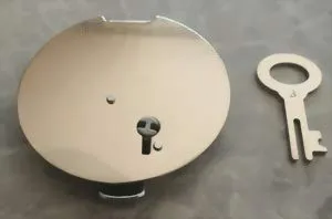 BTE Deutschland Spardosenschloß 62,5mm mit Schlüssel Nr.3 in silber von BTE