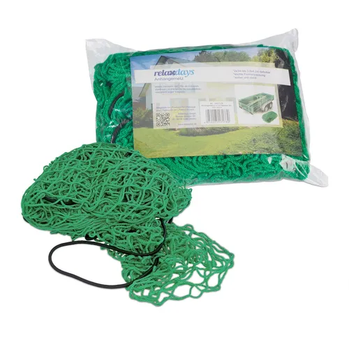 Relaxdays Anhängernetz - Sicherungsnetz für Ladung - Robustes, dehnbares Gepäcknetz in Grün, ideal zur Ladungssicherung auf Anhängern. Mit einer Breite von 480 cm sorgt es für sicheren Halt Ihrer Transportgüter.