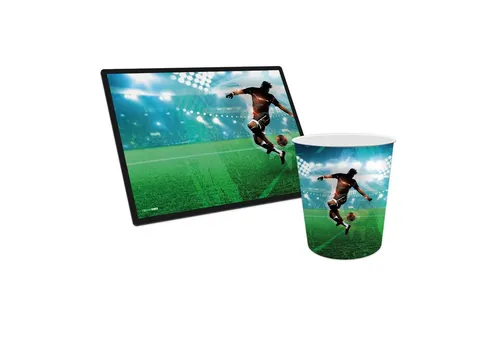 itenga Schreibtischunterlage mit Papierkorb Motiv Fußballer - Schreibunterlagen und praktischer Papierkorb im Fußballer-Design, robust, kratzfest und rutschfest – ideal für Kinderzimmer und als Geschenk.