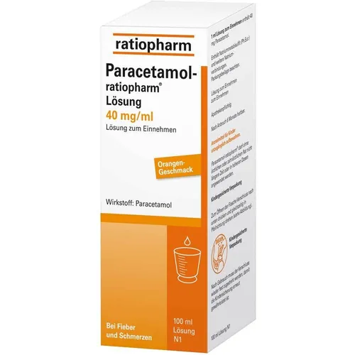 Paracetamol ratiopharm 40mg/ml Lösung zum Einnehmen - Arzneimittel zur schnellen Linderung von leichten bis mäßig starken Schmerzen und zur Fiebersenkung, ideal für eine einfache Einnahme ohne Verdünnung.