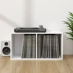 vidaXL Schallplatten-Aufbewahrungsbox Weiß 71x34x36 cm - Stilvolle Aufbewahrungsbox für Schallplatten mit 2 Fächern, robust und vielseitig einsetzbar als Transportbox oder Nachttisch, ideal für die Organisation deiner Musiksammlung.