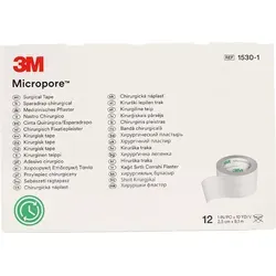 3M Fixierpflaster MICROPORE 2,5 cm x 9,1 m - 12 Stück, atmungsaktiv und sanft zur Haut für optimale Wundversorgung