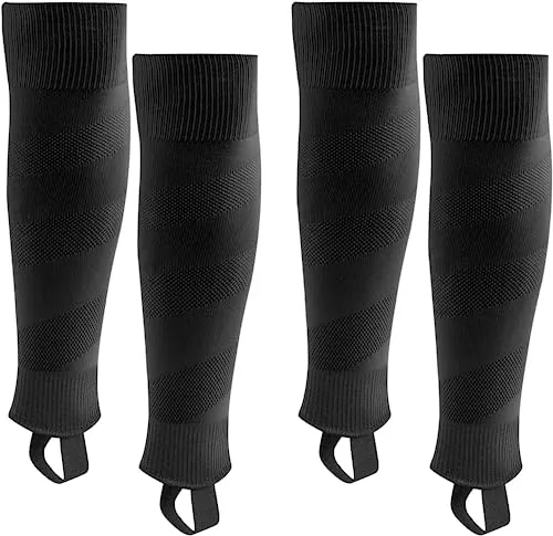 Kinder Herren Stutzen Fußballstutzen Stegstrümpfe Fußball Sleeve Fußballsocken 2 Paar (Schwarz S)