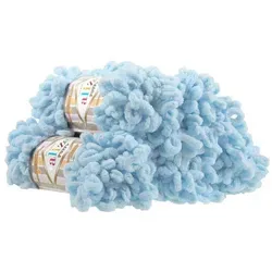 Alize 5 x 100g Strickgarn ALIZE Puffy Häkelwolle, 9.2 m, 183 light blue blau blau