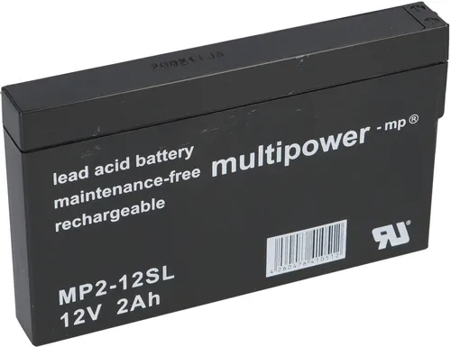Multipower Blei-Akku MP2-12SL 12V 2,0Ah - Batterien & Akkus – Zuverlässiger Blei-Akku mit 2,0Ah, ideal für Notstromversorgung und vielseitige Anwendungen.