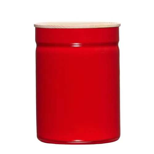 Riess Küchenbehälter mit Holzdeckel 2,2l - Frischhaltedosen aus Emaille mit hochwertigem Eschenholzdeckel, aromaneutral und bakterienhemmend – ideal zur stilvollen Aufbewahrung von Lebensmitteln und Utensilien.