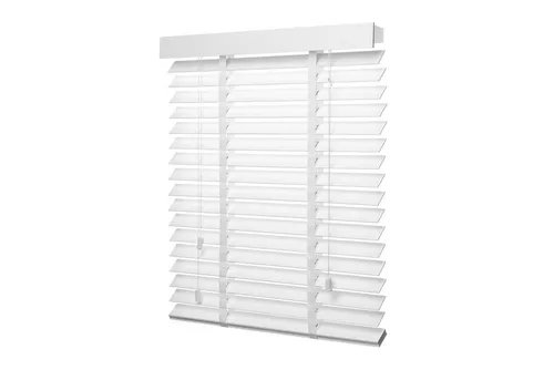 ventanara Premium Holzjalousie 50mm - Wand- und Deckenmontage - Jalousien aus echtem Lindenholz, weiß, blickdicht und einfach zu reinigen. Ideal für stilvolle Fensterdekoration mit Tageslichtdurchlässigkeit.