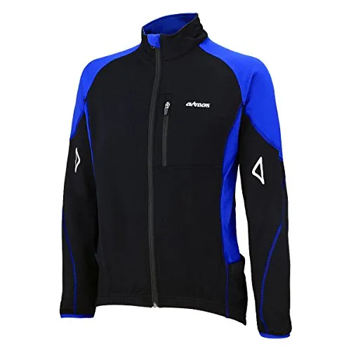 Airtracks Herren Winter Fahrradtrikot Langarm Pro-T Thermo Funktions Radtrikot Warm Fleece Reflektoren Full Zip - Schwarz-Blau - XXXL