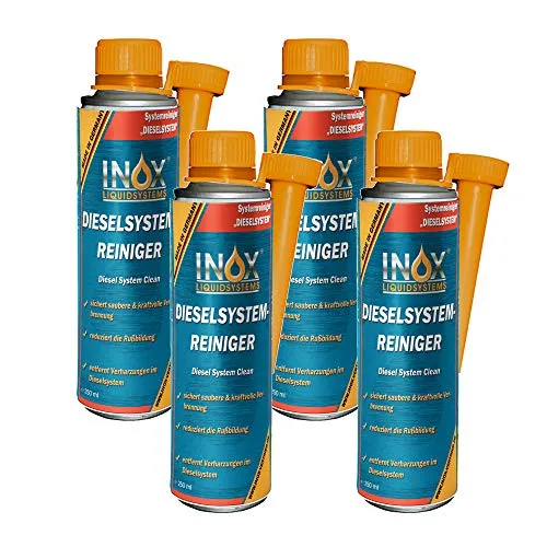 INOX® - Effektiver Diesel Systemreiniger Additiv, 4 x 250ml | Diesel Zusatz für Dieselmotoren | Löst Verschmutzung & Verharzung im Dieselsystem | Effiziente Verbrennung
