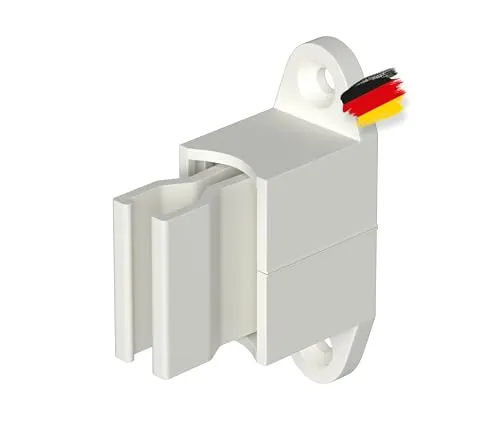 BAUHELD® Kurbelhalter für Kurbelstange [Made in Germany] - Wand-Halterung für Rolladen-Kurbel mit 12 bis 17mm Durchmesser [1 Stück] - Verstellbar mit elastischem Griff - Lochabstand 48mm - RAL9016