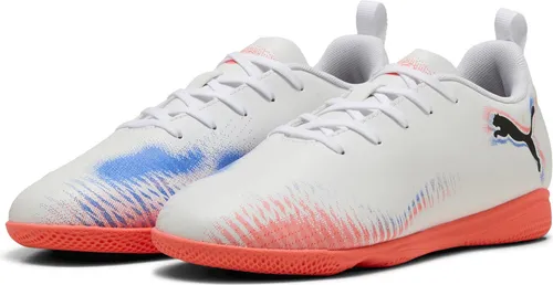 PUMA Future 8 Play It Jr Fussballschuh – Weiß, Schwarz, leuchtendes Rot - Fußballschuhe mit innovativem Design und optimaler Passform für junge Talente, perfekt für das Spiel auf dem Platz.