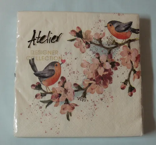 Servietten Vögel Kirschblüten Zweig Vogel  1 Packung OVP Motivservietten  E 20