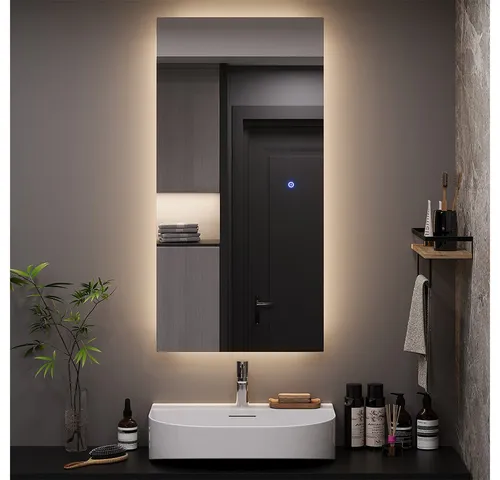 Badezimmerspiegel Vicco Miral 50 x 100 cm - Badezimmerspiegel mit stilvoller Backlight Beleuchtung für eine moderne Atmosphäre im Bad.