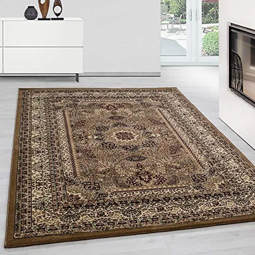 Teppium Kurzflor Teppich Wohnzimmer 300x400 cm Beige Vintage Look - Orientteppich Waschbar, Orientalisch Design, Pflegeleicht und Weich - Ideal für Schlafzimmer, Esszimmer und als Küchenteppich