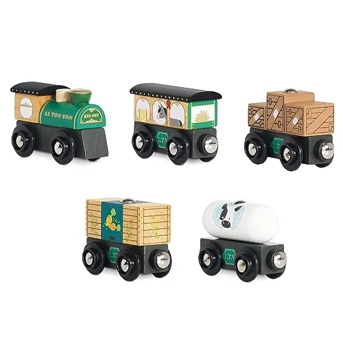 Le Toy Van - TV711 - Holzeisenbahn für Kinder ab 3 Jahren. Great Green, Montessori-Spiel mit 5 abnehmbaren Magnetwagen, hergestellt aus ökologischem FSC-zertifiziertem Holz