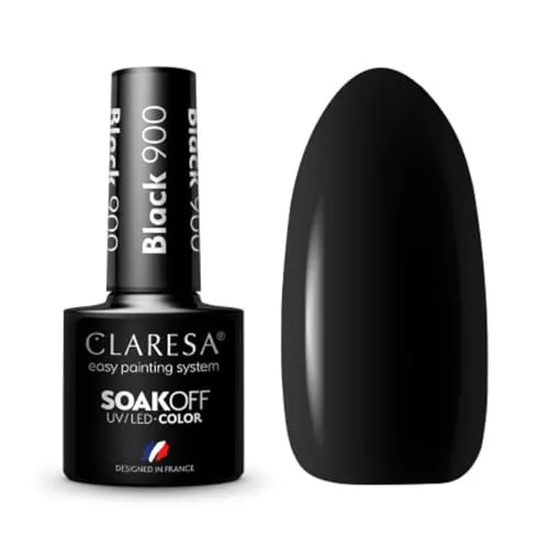 Claresa UV LED Nagellack Collection Hybrid Maniküre Soak Off Nail Polish, Farbe Black, Nr 900, 5ml