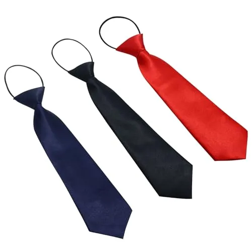 EUPSIIU 3 Stück Kinder Krawatte, Jungen Krawatte, Vorgebunden Krawatte mit Gummiband, Seidenlook, Satin Plain farbige formale Krawatte für Hochzeit Abschlussfeier Show (Mehrfarbig, Universalgröße)