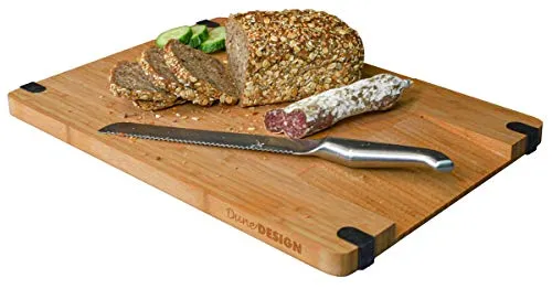 DuneDesign 100% Rutschfest: Bambus Holzbrett Küche - Hackbrett aus 100% Bio-Bambus, rutschfest und hitzefest. Ideal für Fleisch und Gemüse, mit Ausguss für müheloses Arbeiten. Perfekt für jeden Koch!