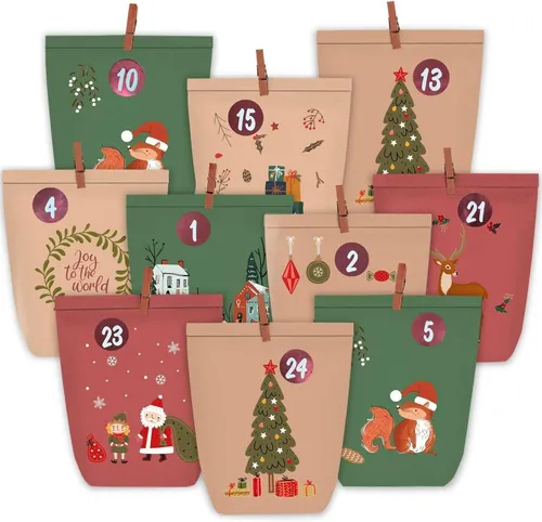 KOHMUI Adventskalender zum Basteln und Befüllen, 24 Tüten