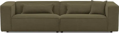 LeGer Home by Lena Gercke 3-Sitzer PIARA, Couch mit Kedernaht, Sofa in Cord, Leinenoptik o. Strukturstoff, schwarze Füße, bequemer Sitzkomfort
