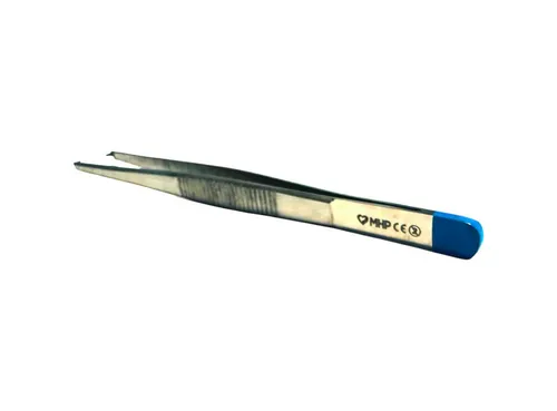 MHP Einmal Pinzette chirurgisch 12 cm - Steril und sicher - Hochwertige MHP Einmal Pinzette mit 12 cm Länge und 1x2 Zähnen, ideal für präzise Anwendungen. Jedes Stück ist einzeln steril verpackt und bietet durch den gerillten Griffbereich optimalen Halt. Verpackt in einem praktischen Spender mit 25 Stück.