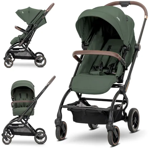 Lorelli Kinderwagen 360° drehbar – Kompakter Sport Buggy bis 22 kg, faltbar, Alu-Rahmen, Grün