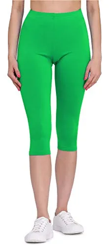 Bellivalini Damen Leggings Bequeme und atmungsaktiv Leggings 3/4 aus Viskose BLV50-148 (Grün, XL)