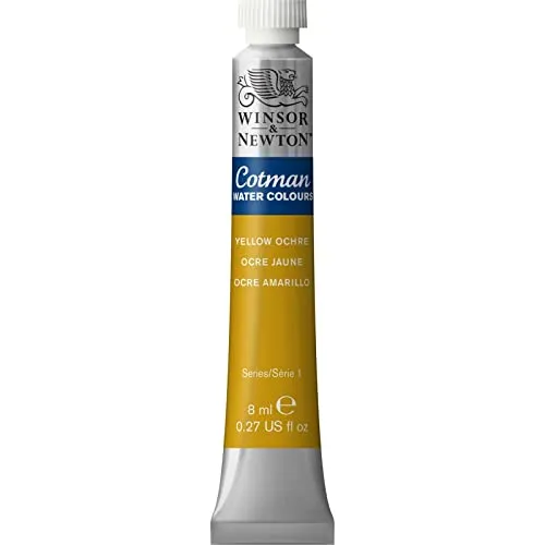 Winsor & Newton 8840118 Cotman Aquarellfarbe Studio Wasserfarben, lebendige hochwertige Farben mit sehr guten Verarbeitungseigenschaften 8ml Tube - Gelber Ocker