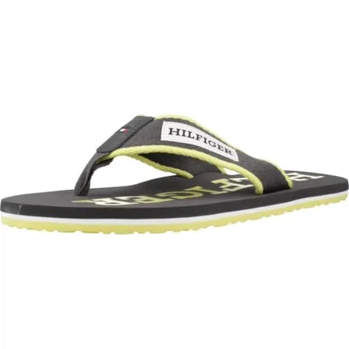 Tommy Hilfiger Herren Flip Flops Patch Hilfiger Beach Sandal Zehentrenner, Grau (Dark Ash), 40
