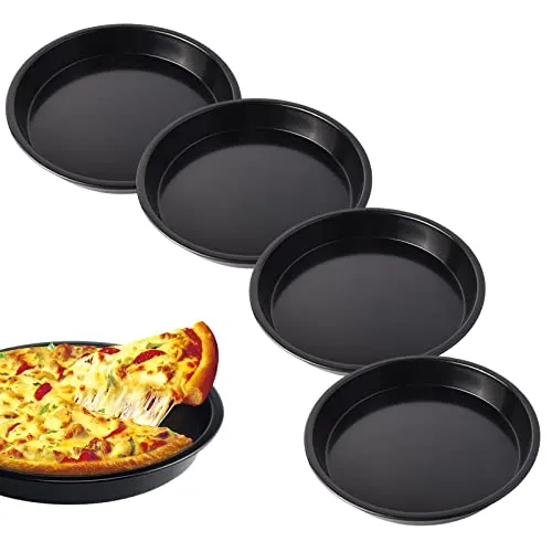Stück Pizzablech Pizzateller Rund Ø 18,1 cm, Quiche Backform, Pizza Backblech aus Beschichtetem Carbonstahl, Pizza Blech, Antihaftbeschichtet Pizzabackbleche Set für Pizza, Flammkuchen, Kuchen 4