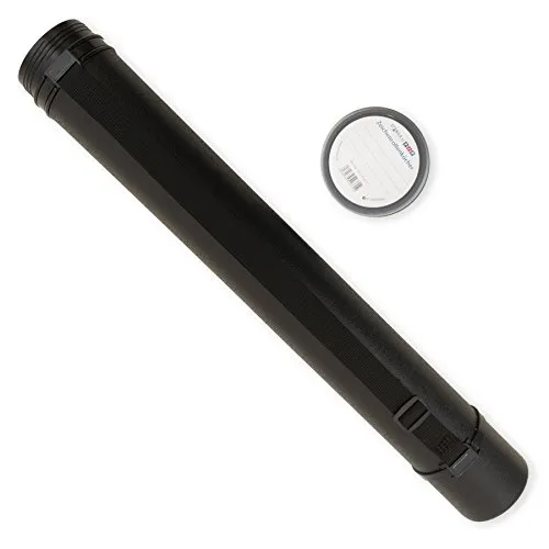 itenga Zeichenrollenköcher schwarz, 60-100 cm ausziehbar, mit Tragegurt für Pläne, Zeichnungen und mehr bis DIN A0