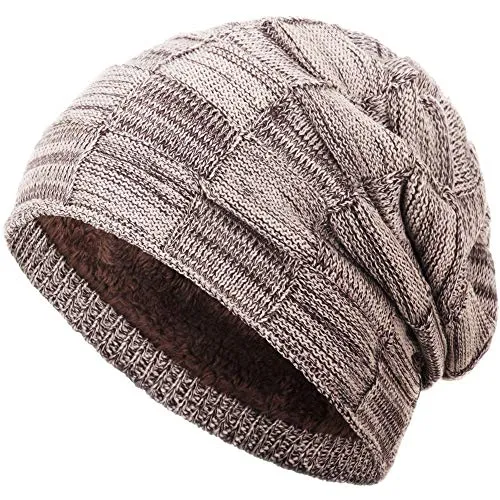 Compagno warm gefütterte Beanie Wintermütze Flechtmuster unifarben oder meliert Einheitsgröße Mütze