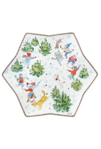 Hutschenreuther Christbaumschmuck Weihnachtsspiele, Sternschale 34 cm - Nussknacker-Kollektion 2025 mit fröhlichen Designs der Illustratorin Renáta Fucíková, ideal für winterliche Dekoration und nostalgische Kindheitserinnerungen.