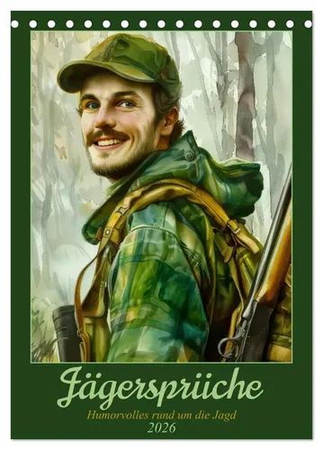 CALVENDO Wandkalender Jägersprüche 2026 - Wandkalender für Jäger mit humorvollen Sprüchen und beeindruckenden KI-Bildern. Ideal als Geschenk oder Blickfang, um jeden Monat ein Lächeln zu zaubern. Hergestellt aus FSC-zertifiziertem Papier in Deutschland.