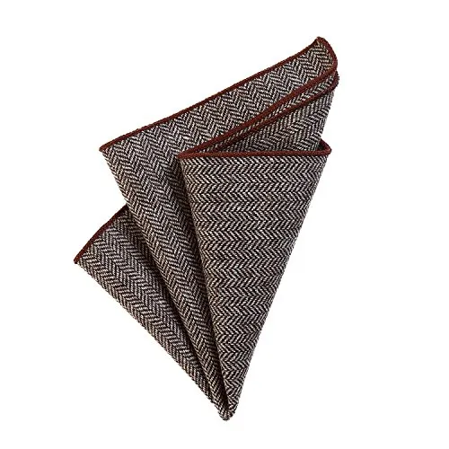 DonDon Herren Einstecktuch Taschentuch 23 x 23 cm Baumwolle Tweed Look braun kariert