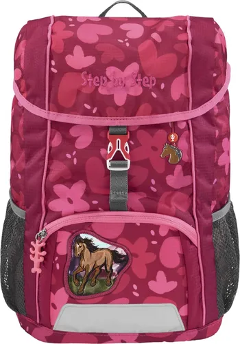 Step by Step Rucksack-Set Kid „Wild Horse Nora“ - Schulranzen mit ergonomischem Design, inklusive Sitzkissen für Pausen und individuell gestaltbaren MAGIC MAGS für mehr Spaß im Kindergarten und Freizeit.